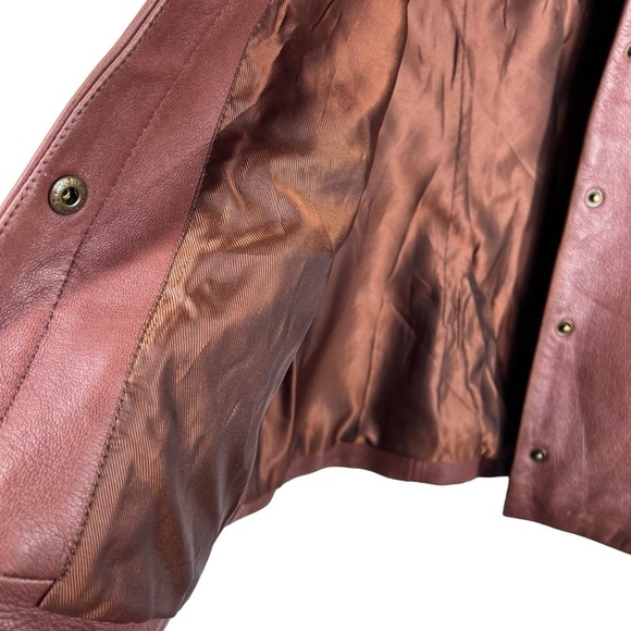 VINTAGE THE TERRITORY AHEAD Brown Pebbled Leather Jacket Snap Front - Picture 5 of 13